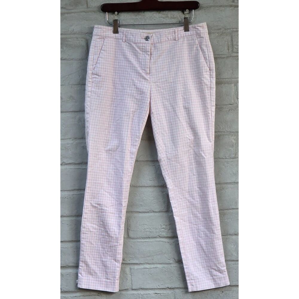 Michael Kors Pink White Gingham Check Ankle Pants Size 6